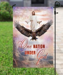 one nation under god. jesus christian american flag 2872