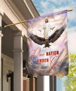 One Nation Under God. Jesus Christian American Flag