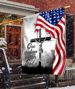 One Nation Under God. Jesus Christian Cross American Flag
