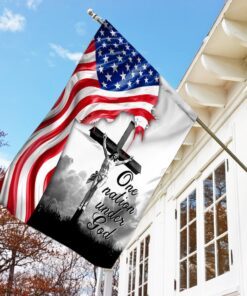 one nation under god. jesus christian cross american flag 5137