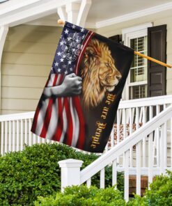 one nation under god. lion american flag 7053