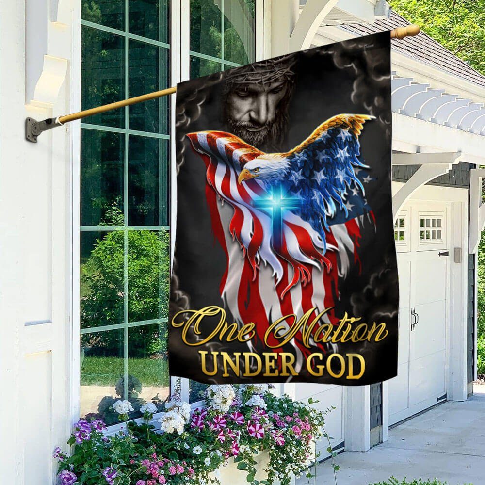 One Nation Under God Jesus Christian Cross American Eagle Flag TPT810F - Image 3