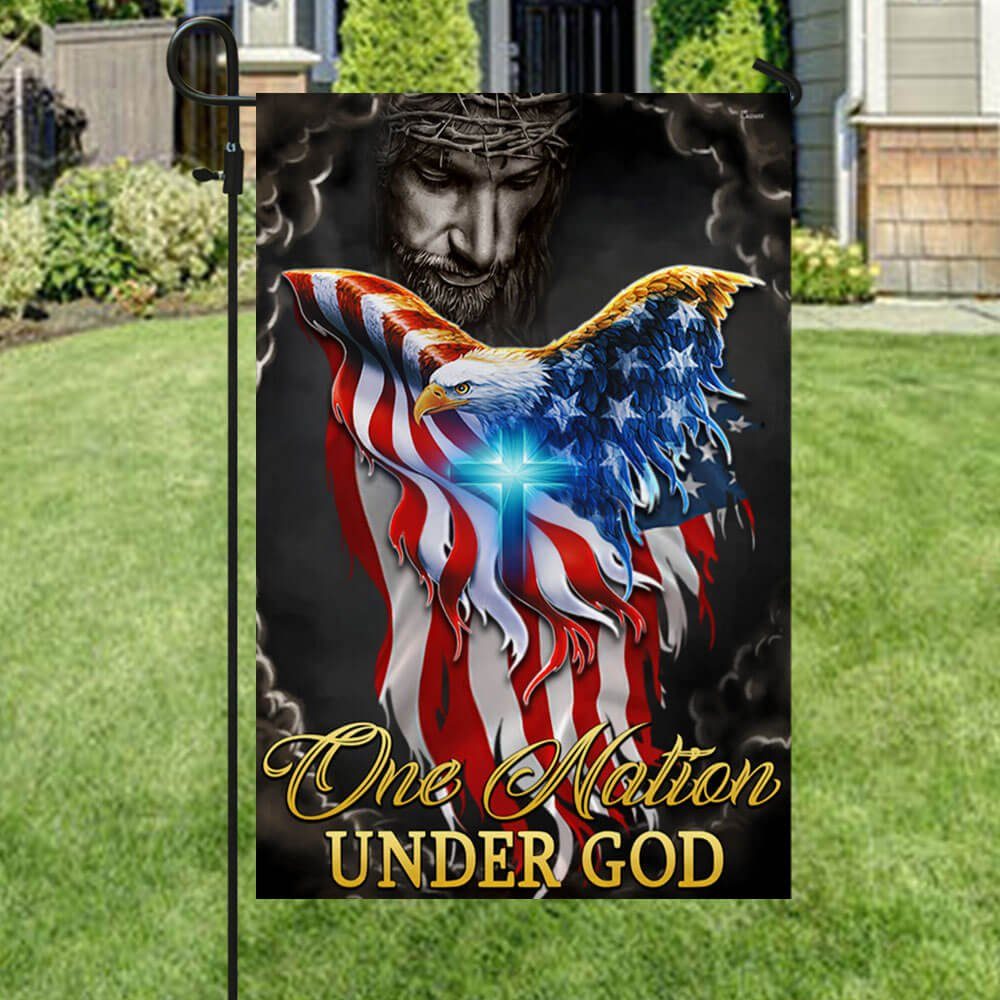 One Nation Under God Jesus Christian Cross American Eagle Flag TPT810F - Image 7