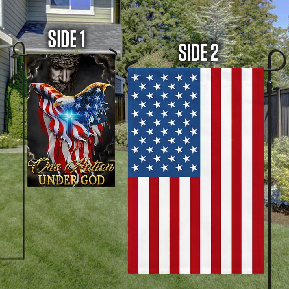 One Nation Under God Jesus Christian Cross American Eagle Flag TPT810F - Image 2
