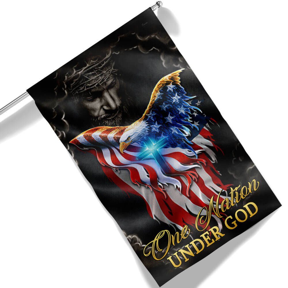 One Nation Under God Jesus Christian Cross American Eagle Flag TPT810F - Image 8