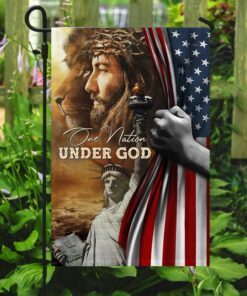 one nation under god jesus lion american flag 1615
