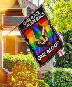 One Race Human Race One Blood Red Blood. Pride LGBT Flag