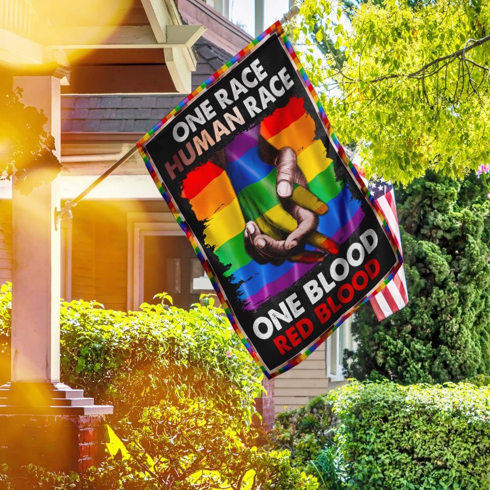 One Race Human Race One Blood Red Blood. Pride LGBT Flag