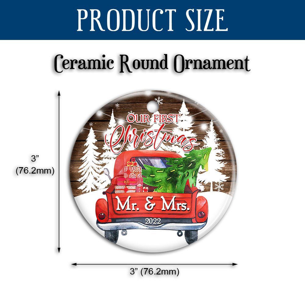 Our First Christmas Married Ornament 2022 - Christmas Tree Decorations - Christmas Gift, Anniversary Gift, Wedding Gifts For Couple - Christmas Decorations, Ceramic Ornament 4 Styles TPT369Os4 - Image 11