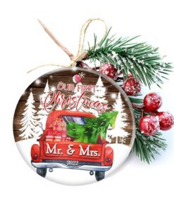our first christmas married ornament 2022 christmas tree decorations christmas gift, anniversary gift, wedding gifts for couple christmas decorations, ceramic ornament 4 styles tpt369os4 4233