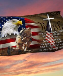 Owe To Jesus Christ And The American Soldier Grommet Flag. Veteran Christ Cross Grommet Flag MLN110GF