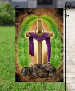 palm leaves cross flag 8228
