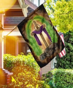 Palm Leaves Cross Flag