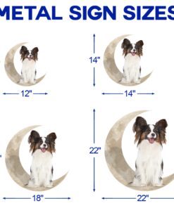 papillon dog and moon hanging metal sign qnk879msv54 4897