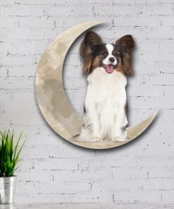 papillon dog and moon hanging metal sign qnk879msv54 7489