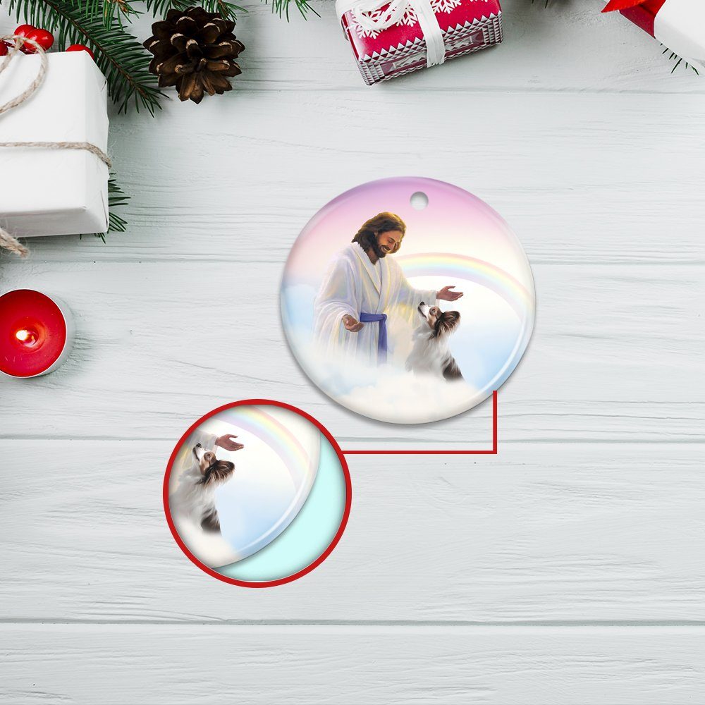Papillon Ornament Papillon and Jesus Circle Ceramic Ornament QTR533O - Image 3
