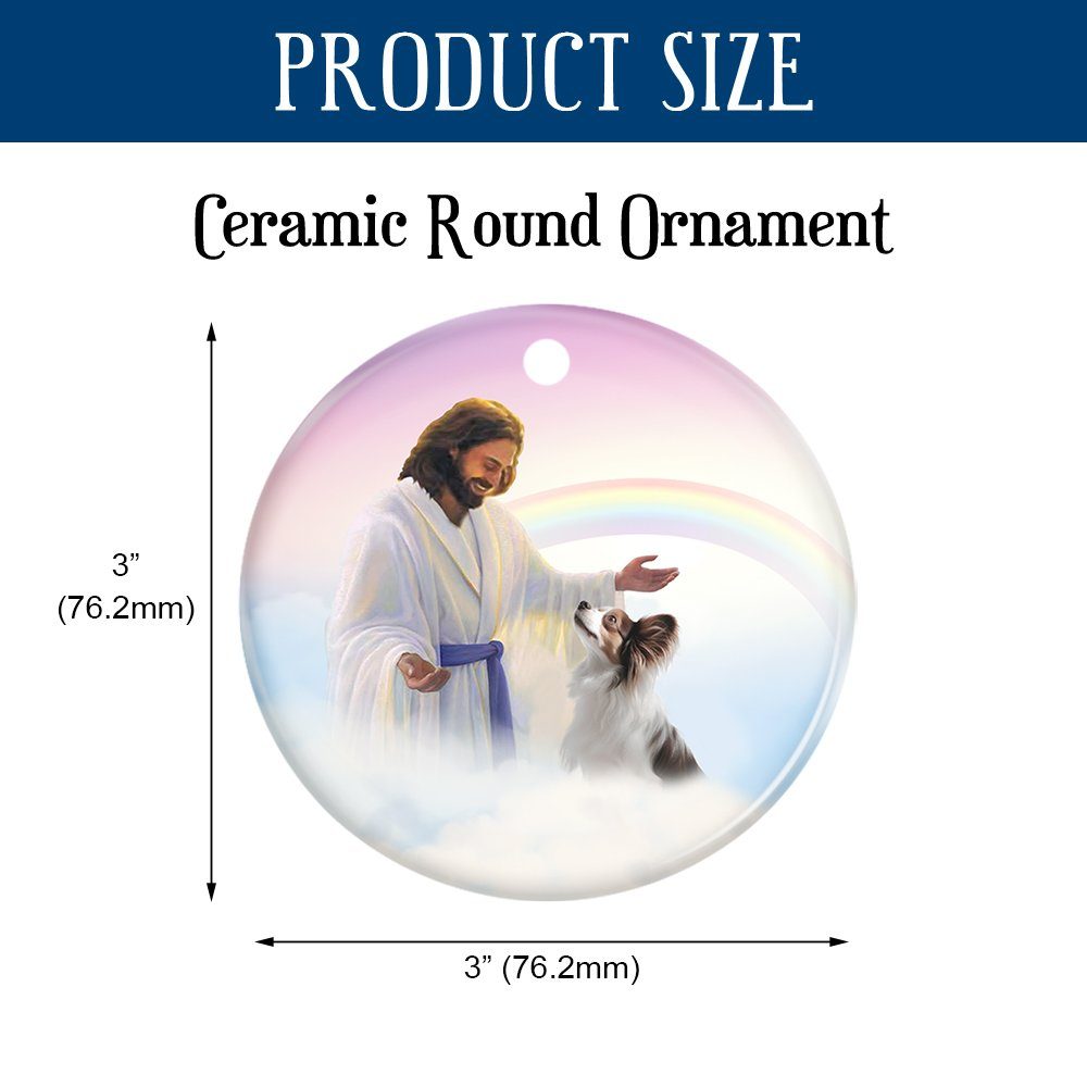 Papillon Ornament Papillon and Jesus Circle Ceramic Ornament QTR533O - Image 5