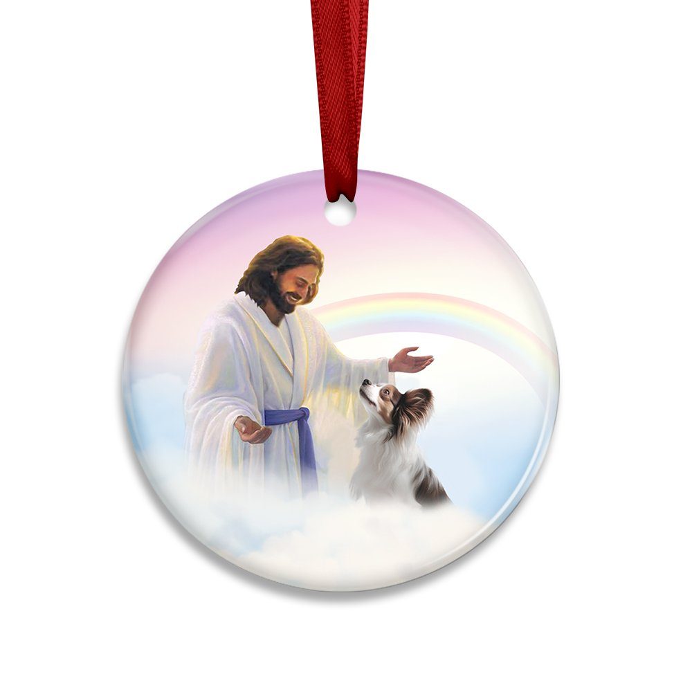 Papillon Ornament Papillon and Jesus Circle Ceramic Ornament QTR533O