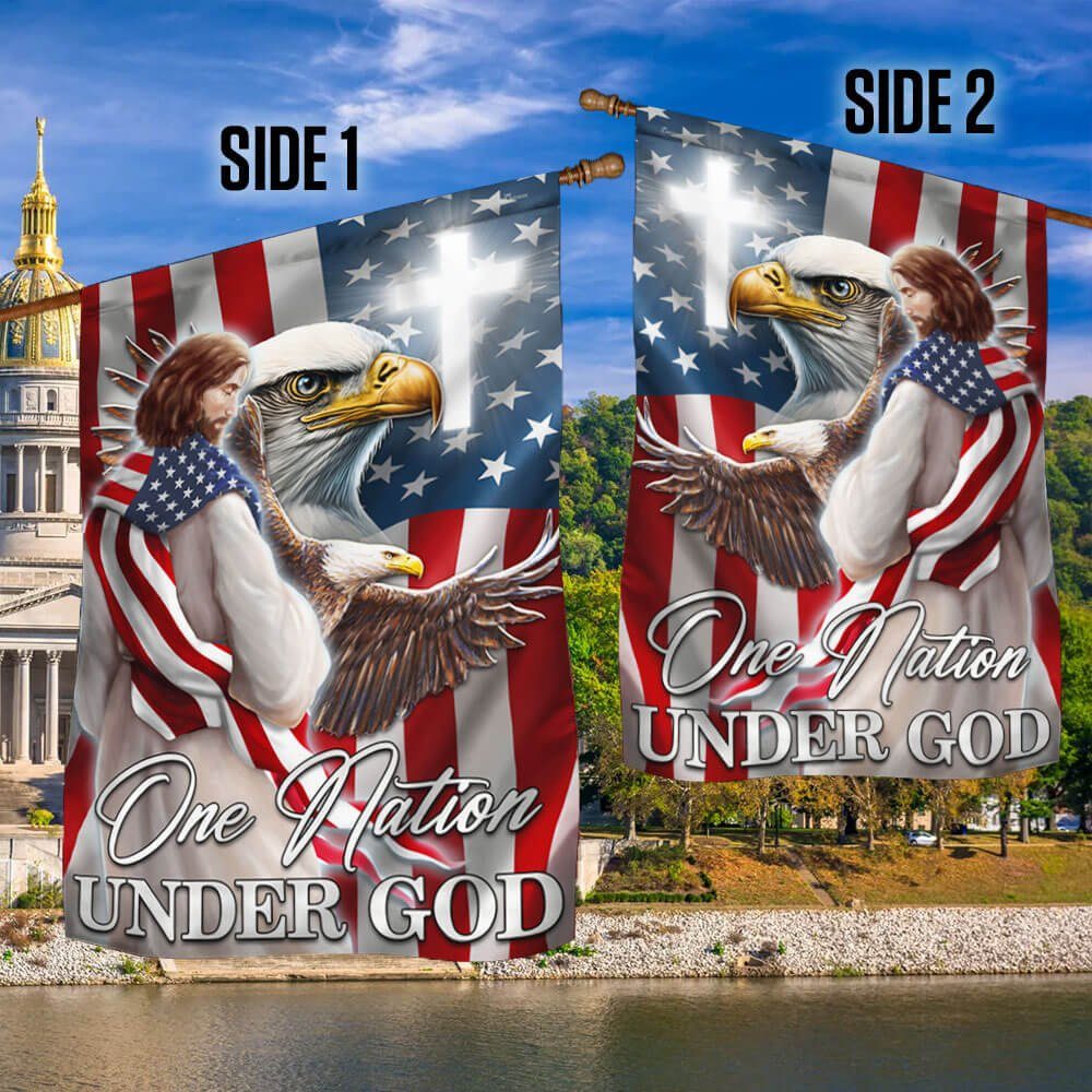 Patriot Eagle Christian Jesus One Nation Under God Flag MLN1365F - Image 3
