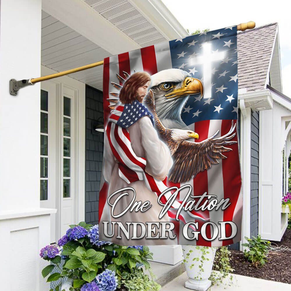 Patriot Eagle Christian Jesus One Nation Under God Flag MLN1365F - Image 2