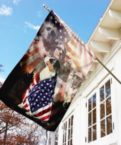 Patriotic Australian Shepherd With Mount Rushmore Flag