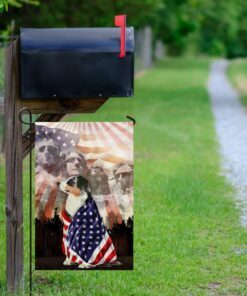 patriotic australian shepherd with mount rushmore flag 4843