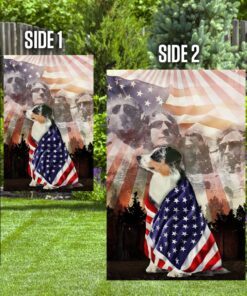 patriotic australian shepherd with mount rushmore flag 7153