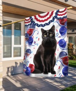 Patriotic Black Cat 4th Of July Independence Day Flag TQN1298F