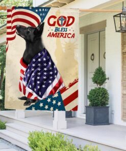 Patriotic Black German Shepherd Dog God Bless America American Flag TQN1341Fv2