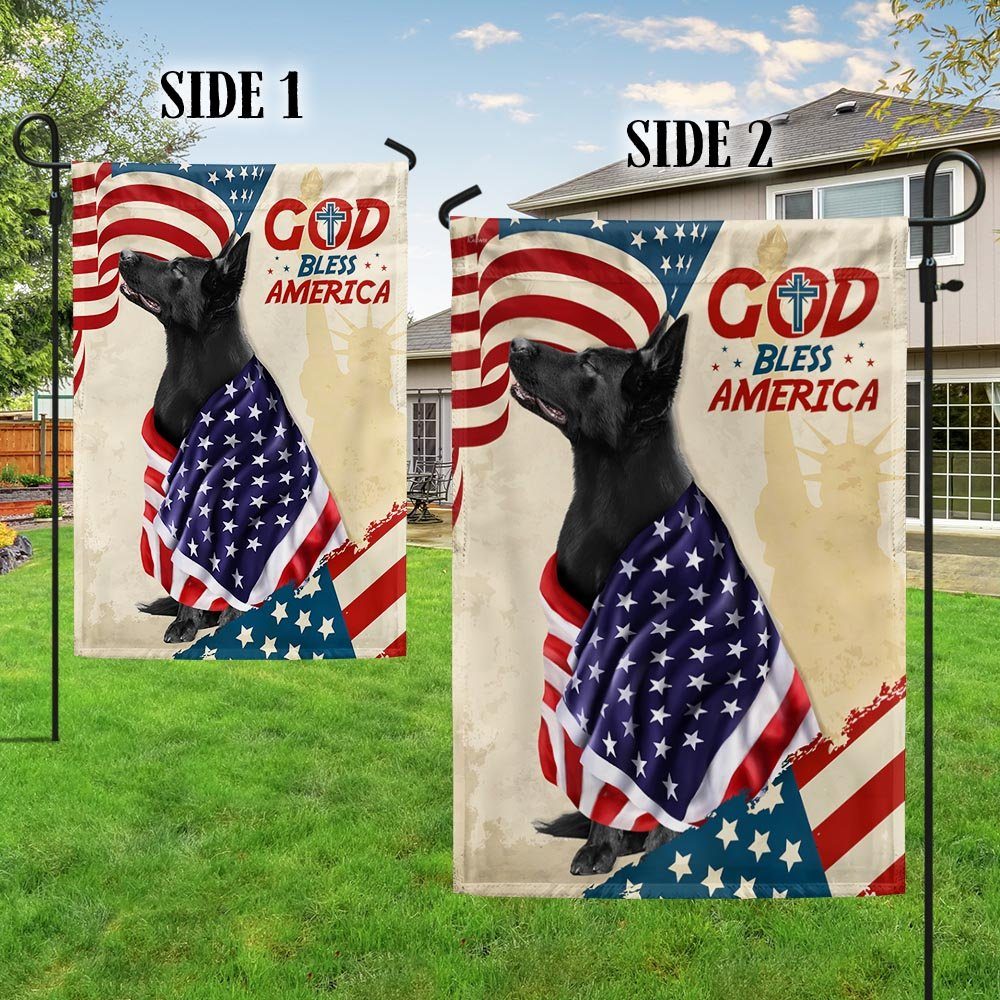 Patriotic Black German Shepherd Dog God Bless America American Flag TQN1341Fv2 - Image 5