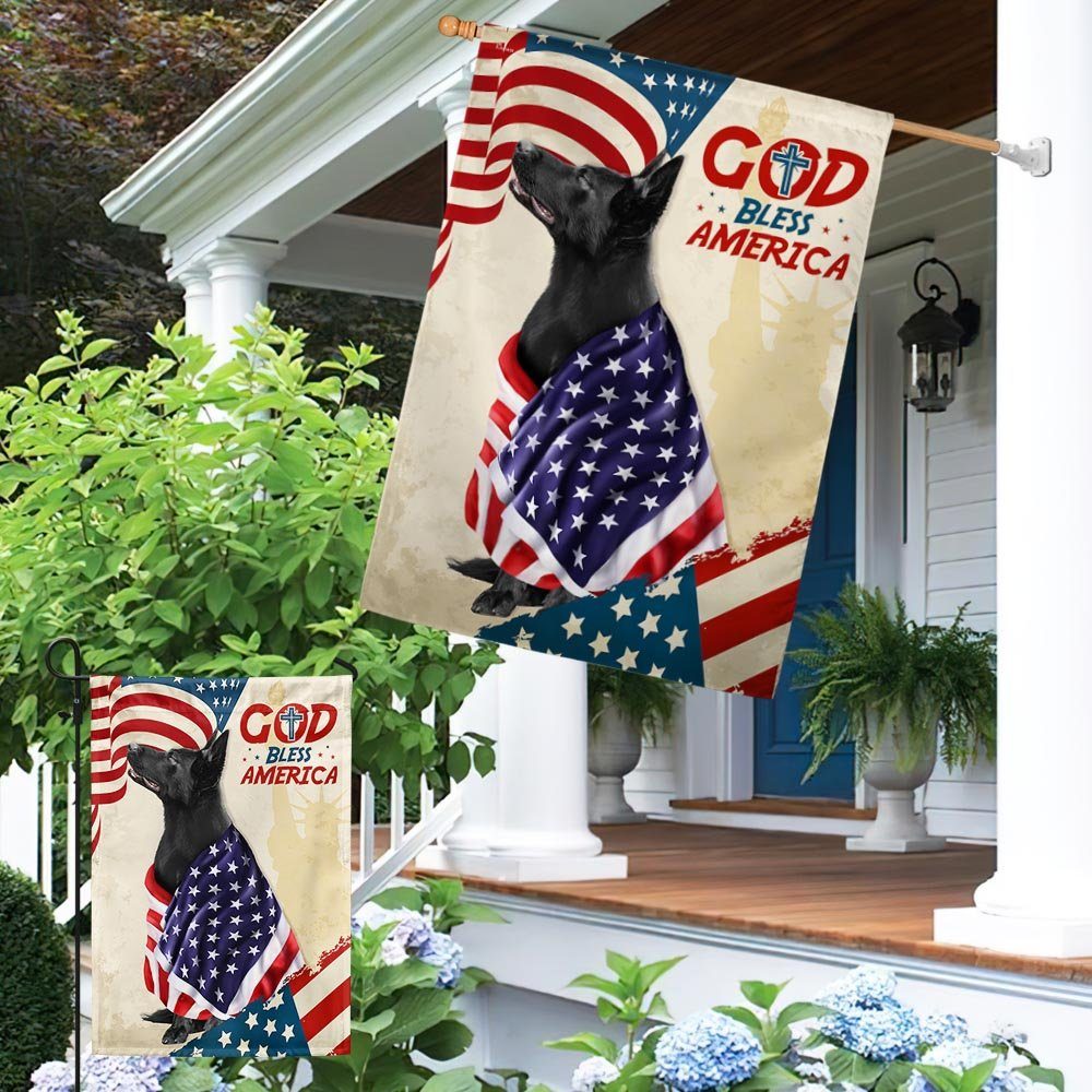 Patriotic Black German Shepherd Dog God Bless America American Flag TQN1341Fv2 - Image 4
