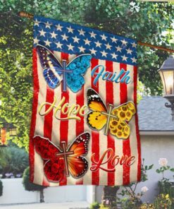 Patriotic Butterfly Faith Hope Love Flag MLN248F