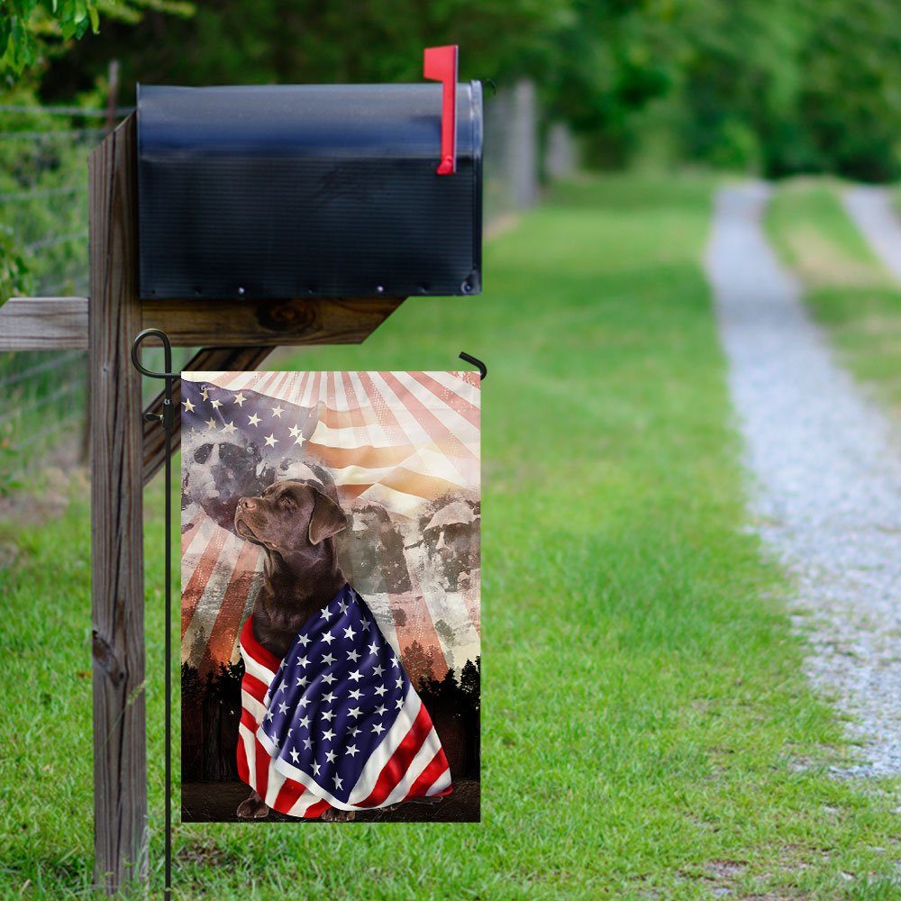 Patriotic Chocolate Labrador Retriever With Mount Rushmore Flag - Image 9