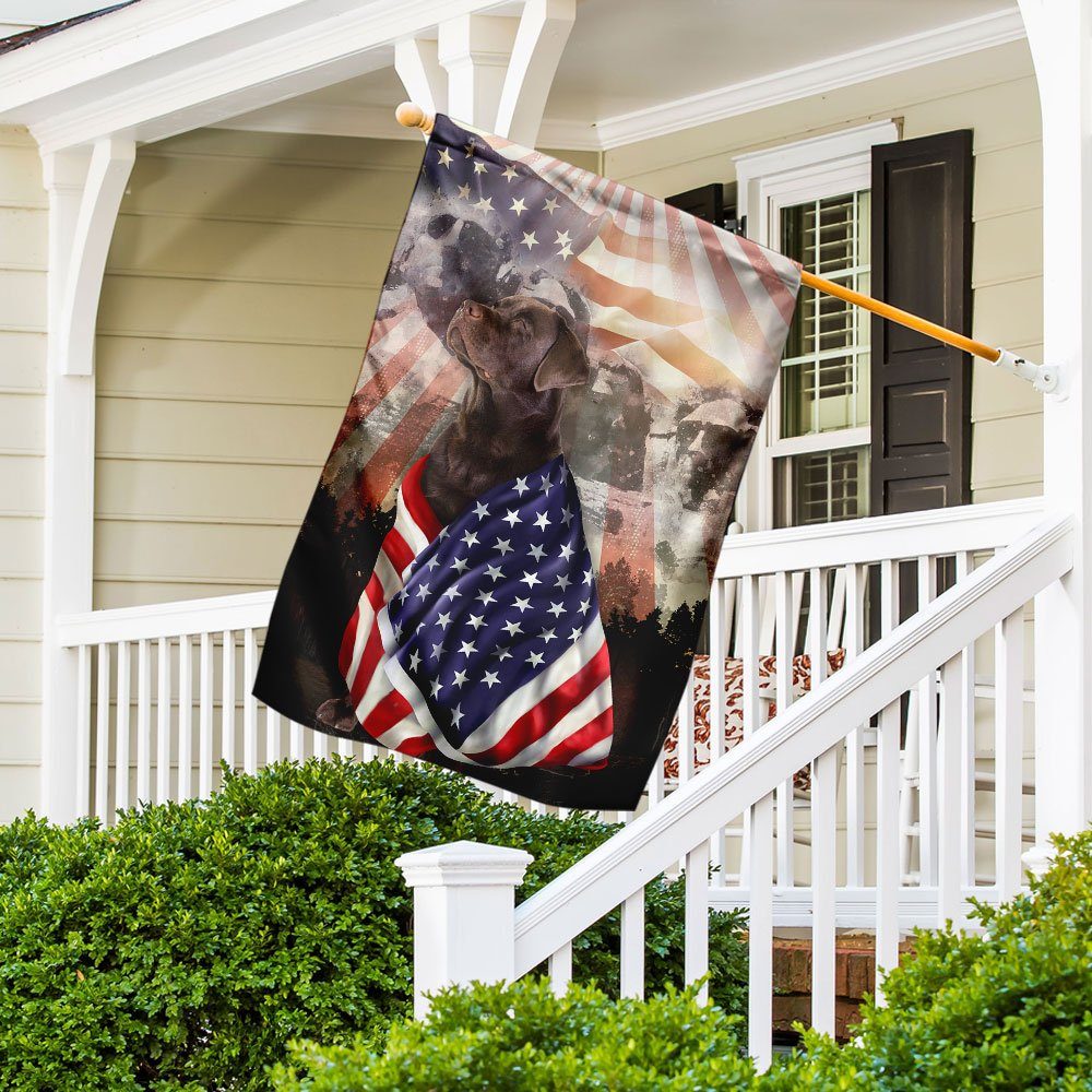 Patriotic Chocolate Labrador Retriever With Mount Rushmore Flag - Image 5