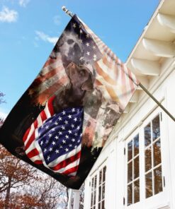 patriotic chocolate labrador retriever with mount rushmore flag 5125