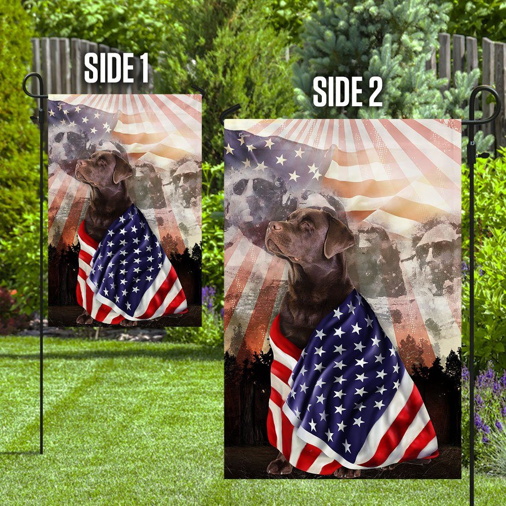 Patriotic Chocolate Labrador Retriever With Mount Rushmore Flag - Image 8