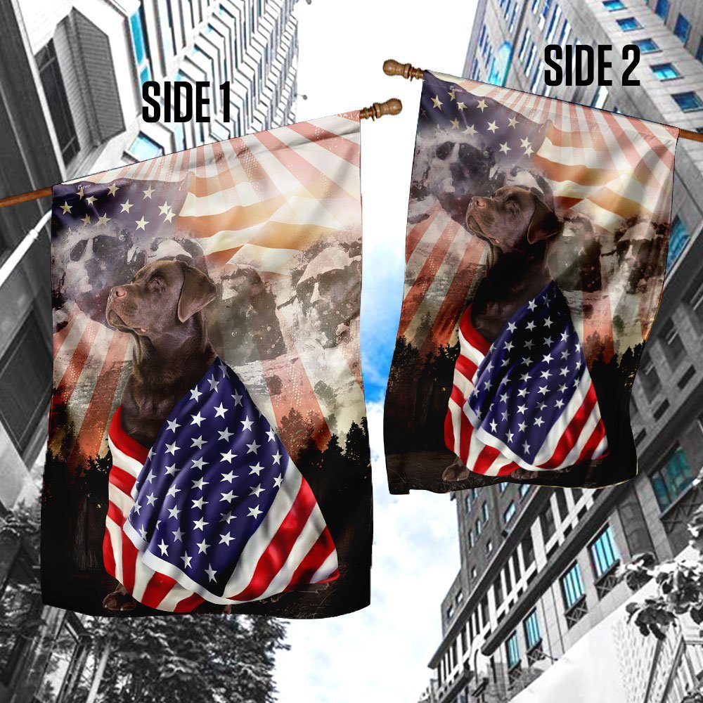 Patriotic Chocolate Labrador Retriever With Mount Rushmore Flag - Image 4
