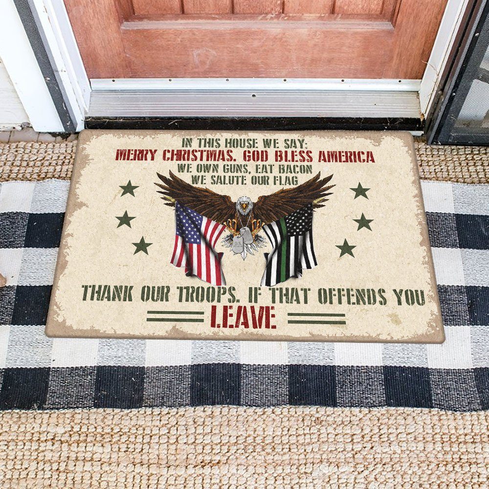 Patriotic Doormat In This House We Say Merry Christmas Thank Our Troops TQN620DM - Image 5