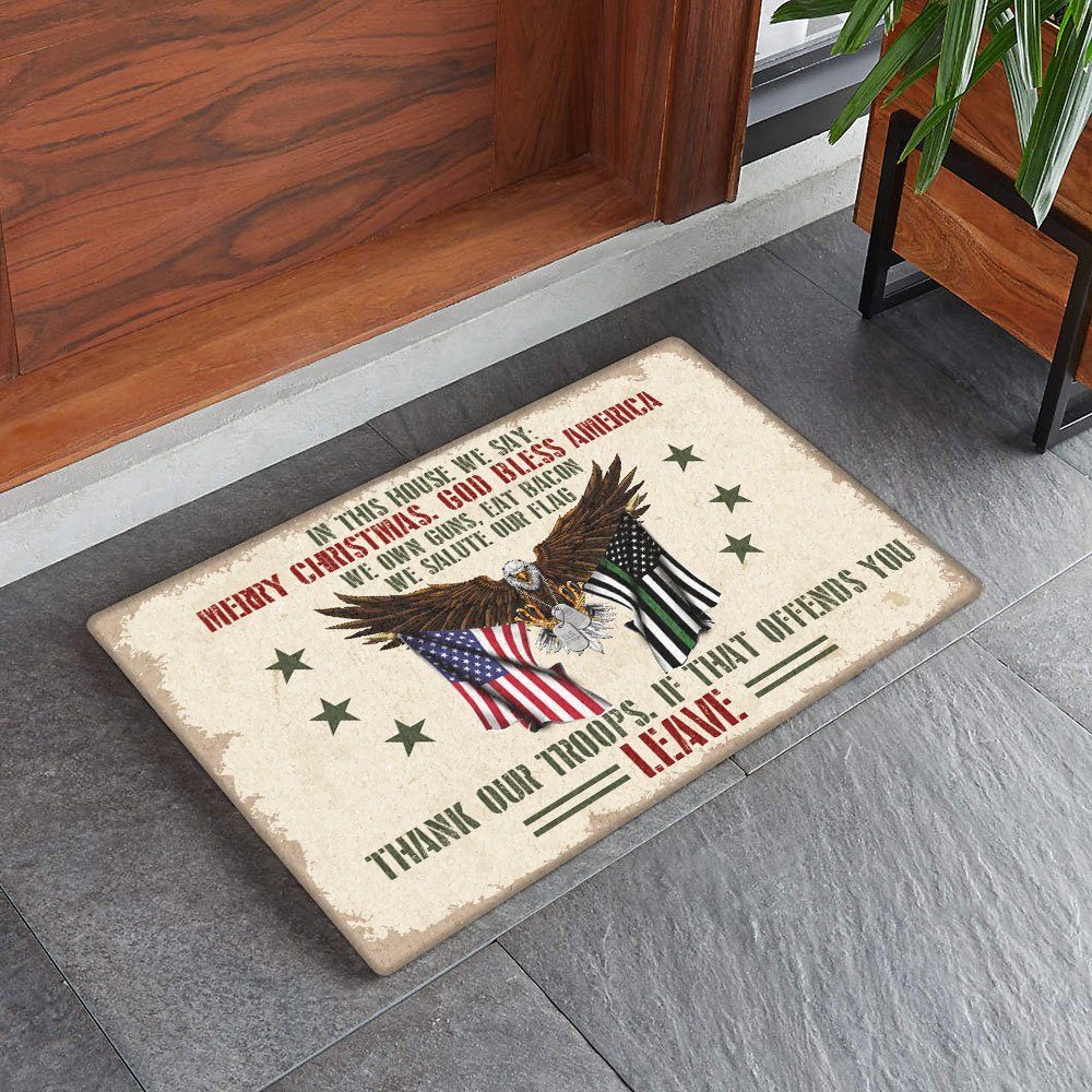Patriotic Doormat In This House We Say Merry Christmas Thank Our Troops TQN620DM - Image 2