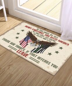 patriotic doormat in this house we say merry christmas thank our troops tqn620dm 2339