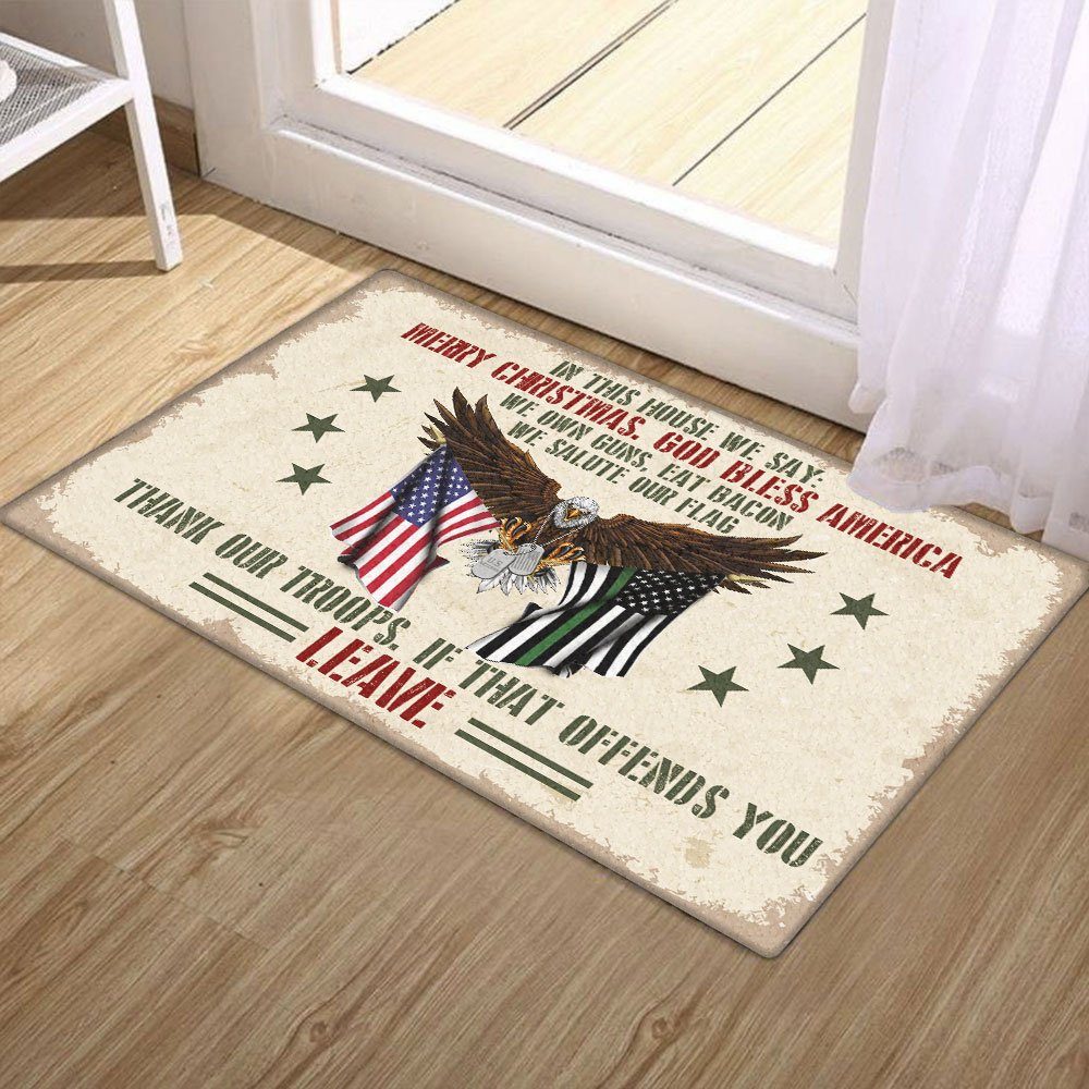 Patriotic Doormat In This House We Say Merry Christmas Thank Our Troops TQN620DM - Image 4