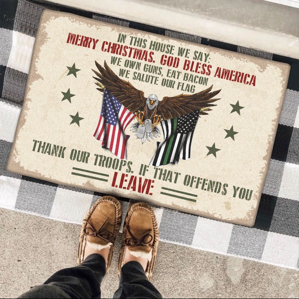 Patriotic Doormat In This House We Say Merry Christmas Thank Our Troops TQN620DM - Image 3