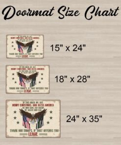 patriotic doormat in this house we say merry christmas thank our troops tqn620dm 4040