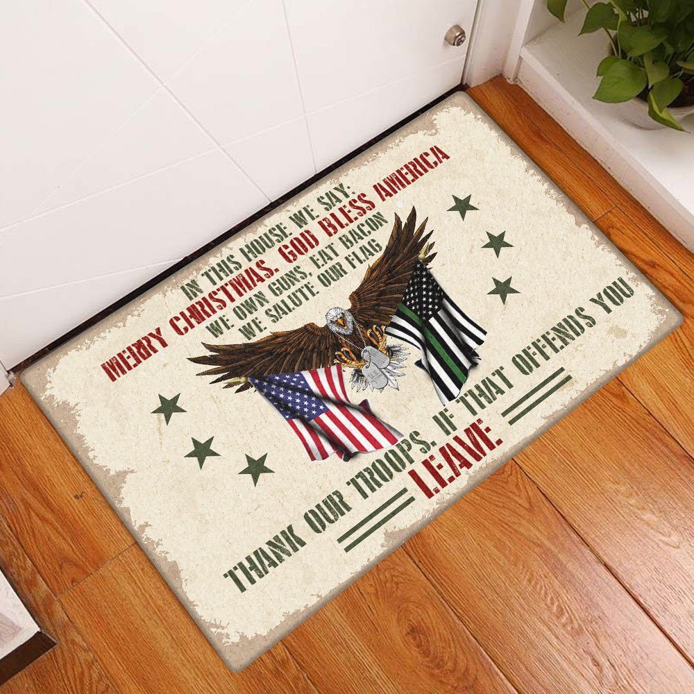 Patriotic Doormat In This House We Say Merry Christmas Thank Our Troops TQN620DM - Image 6