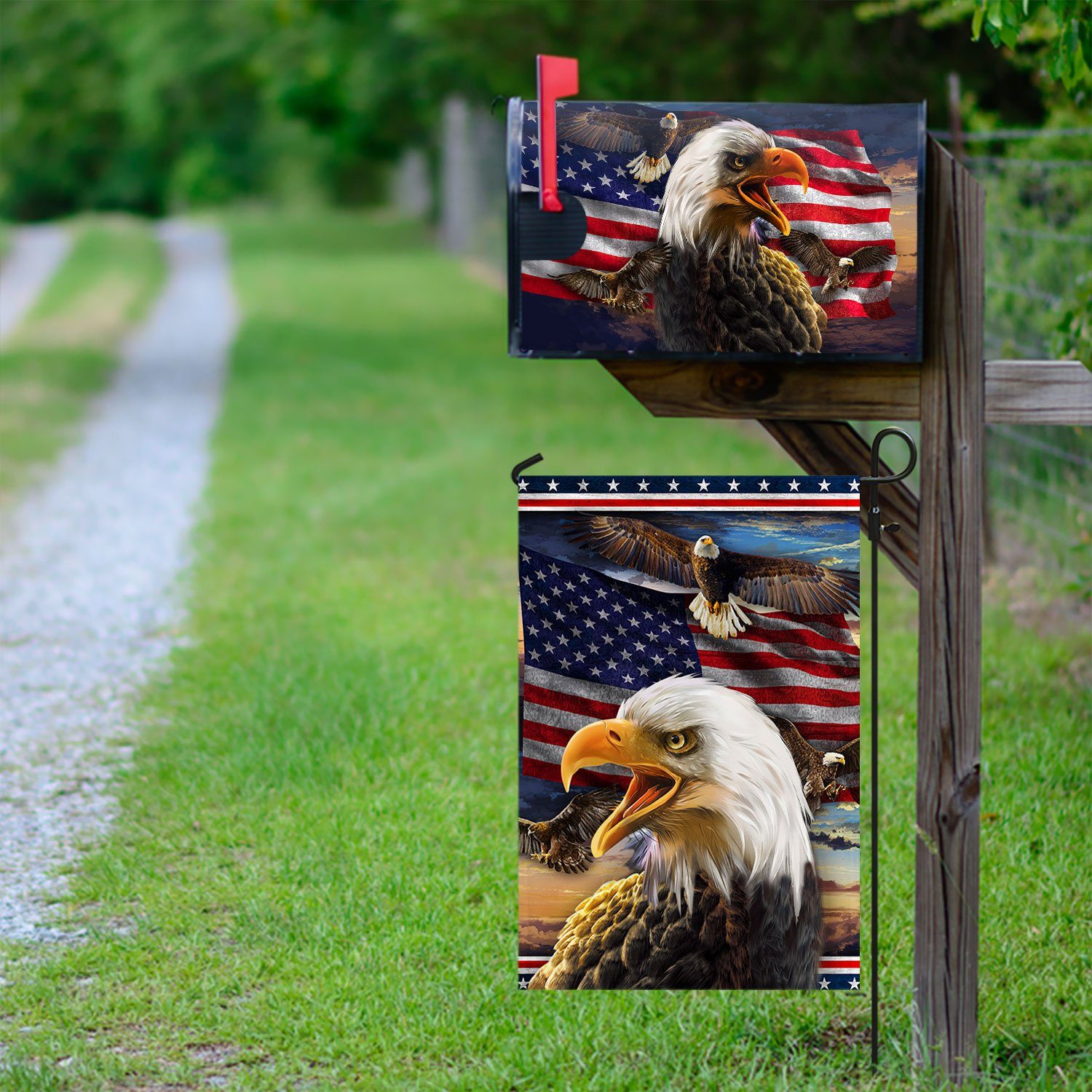 Patriotic Eagle Garden Flag & Mailbox Cover QNK757MB
