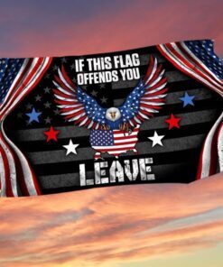 Patriotic Eagle Grommet Flag If This Flag Offends You, Leave DDH3085GFv3