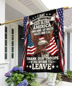Patriotic Flag I Say Merry Christmas God Bless America DDH3052F