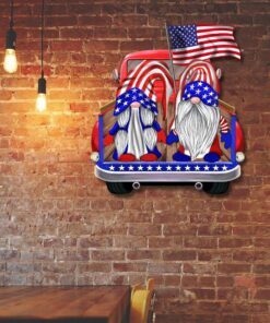 Patriotic Gnomes Hanging Metal Sign 4th Of July Independence Day TQN219MS
