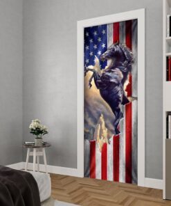 patriotic horse american door cover 7475