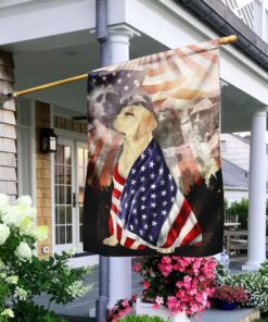 patriotic yellow labrador retriever flag flagwix™ flag with mount rushmore background 6874